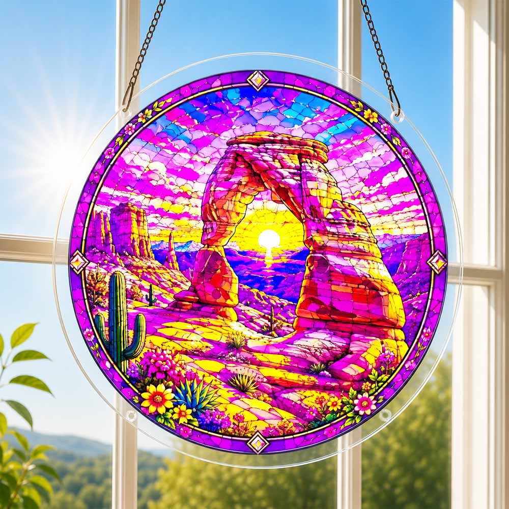 Acrylic Jigsaw Puzzle Suncatcher - Desert Sunset