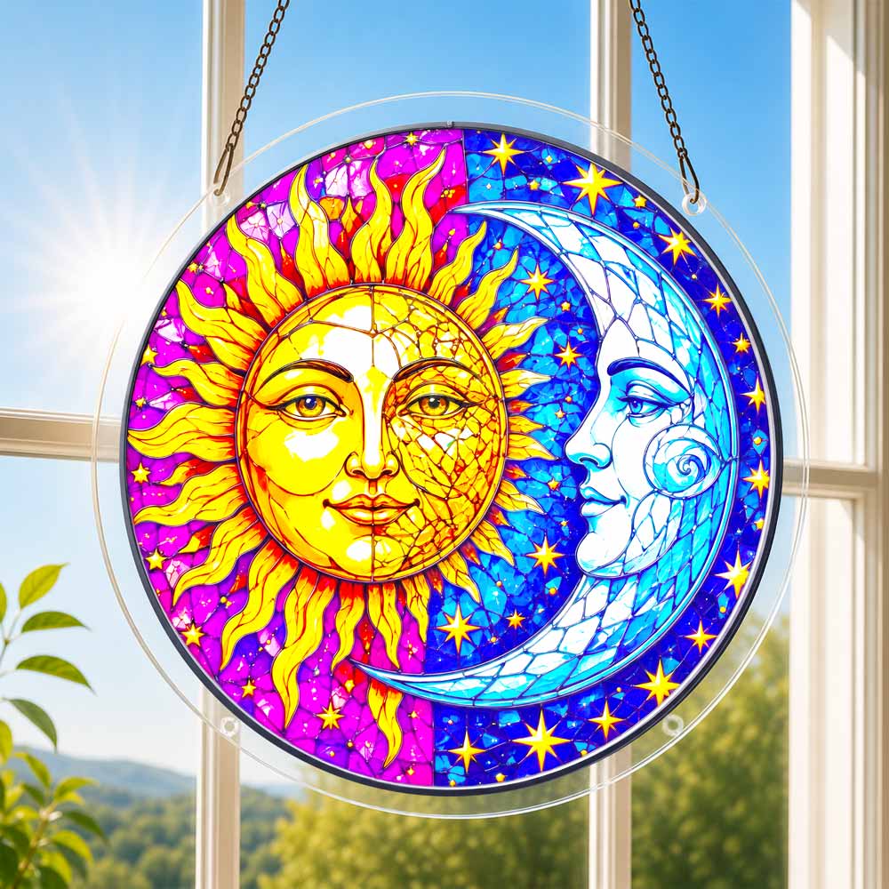 Acrylic Jigsaw Puzzle Suncatcher - Sun & Moon