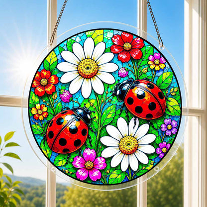 Acrylic Jigsaw Puzzle Suncatcher - Ladybug and Daisies