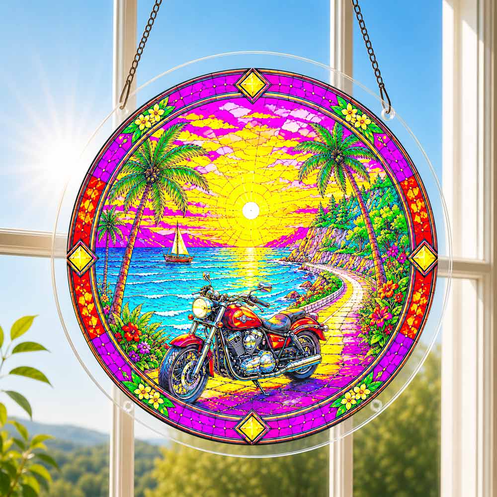 Acrylic Jigsaw Puzzle Suncatcher - Tropical Sunset Ride
