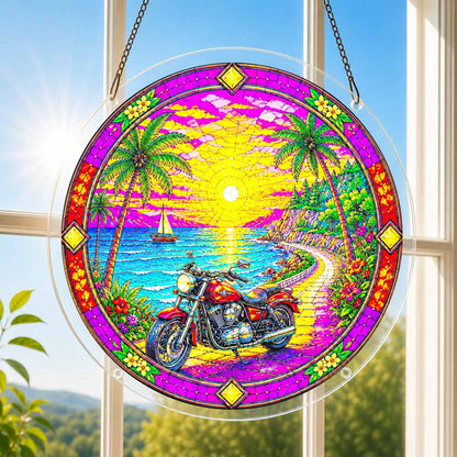 Acrylic Jigsaw Puzzle Suncatcher - Tropical Sunset Ride