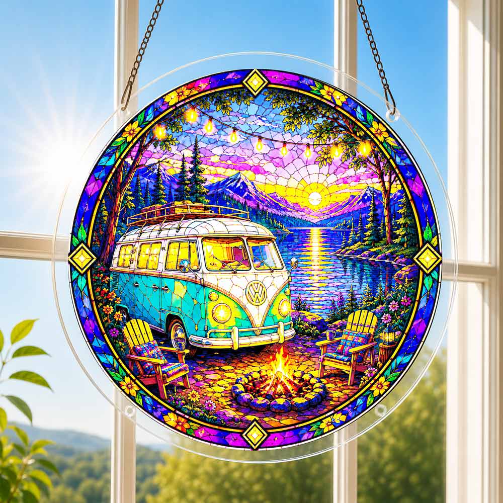 Acrylic Jigsaw Puzzle Suncatcher - Lakeside Camper