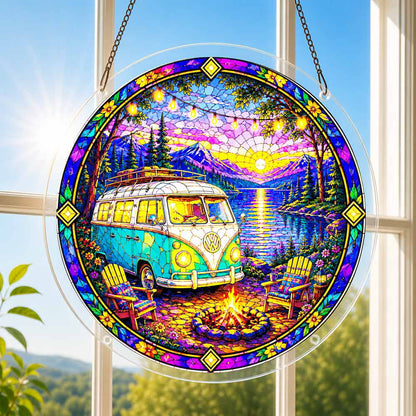 Acrylic Jigsaw Puzzle Suncatcher - Lakeside Camper