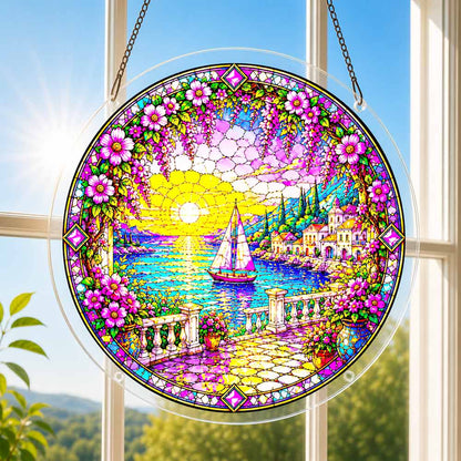 Acrylic Jigsaw Puzzle Suncatcher - Mediterranean Sunset