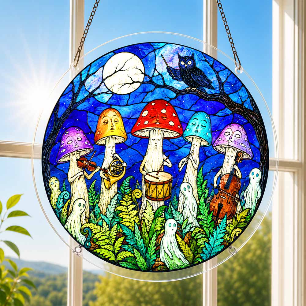 Acrylic Jigsaw Puzzle Suncatcher - Magic Mushrooms
