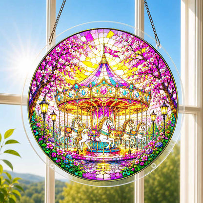 Acrylic Jigsaw Puzzle Suncatcher - Blossom Carousel