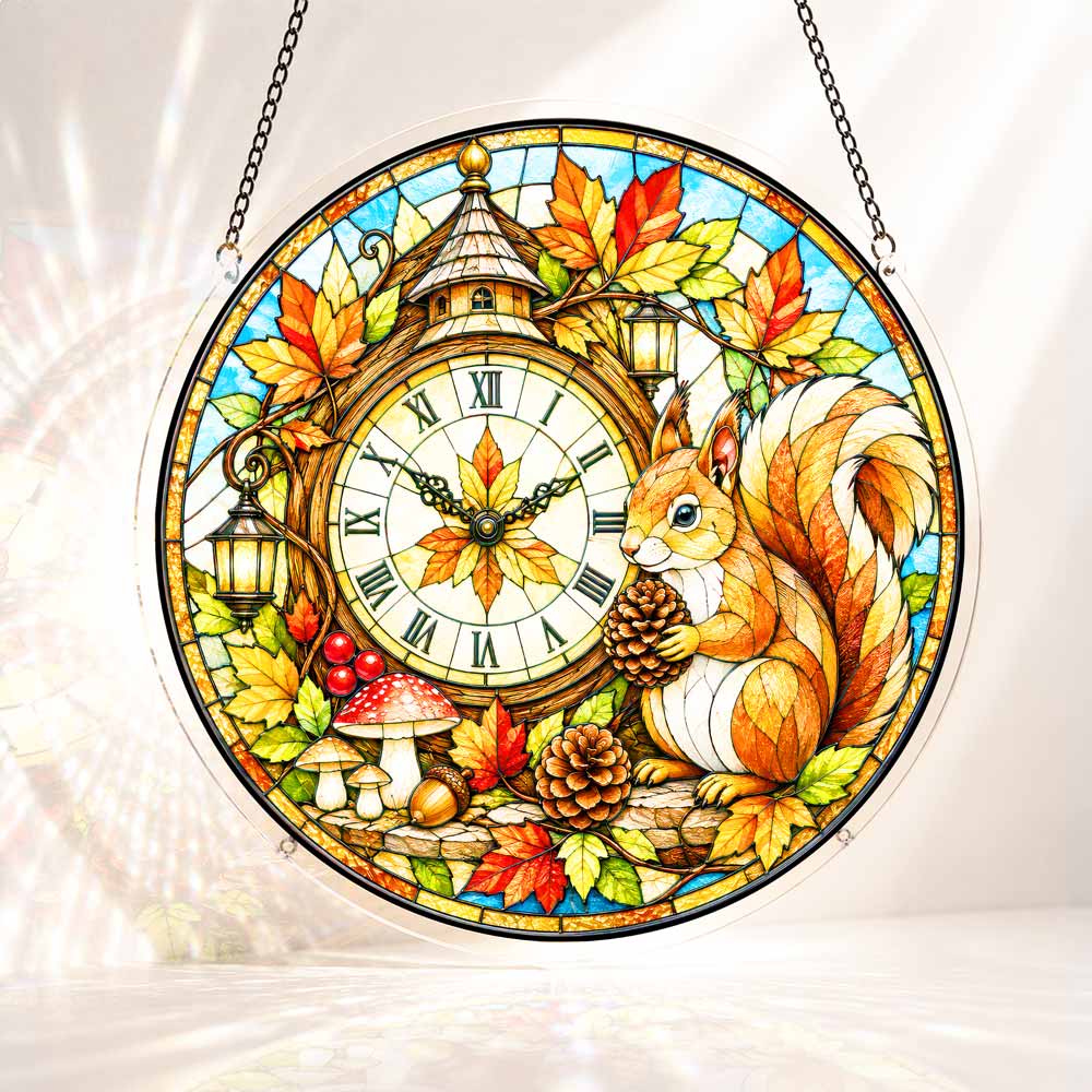 Acrylic Jigsaw Puzzle Suncatcher - Autumn Clock