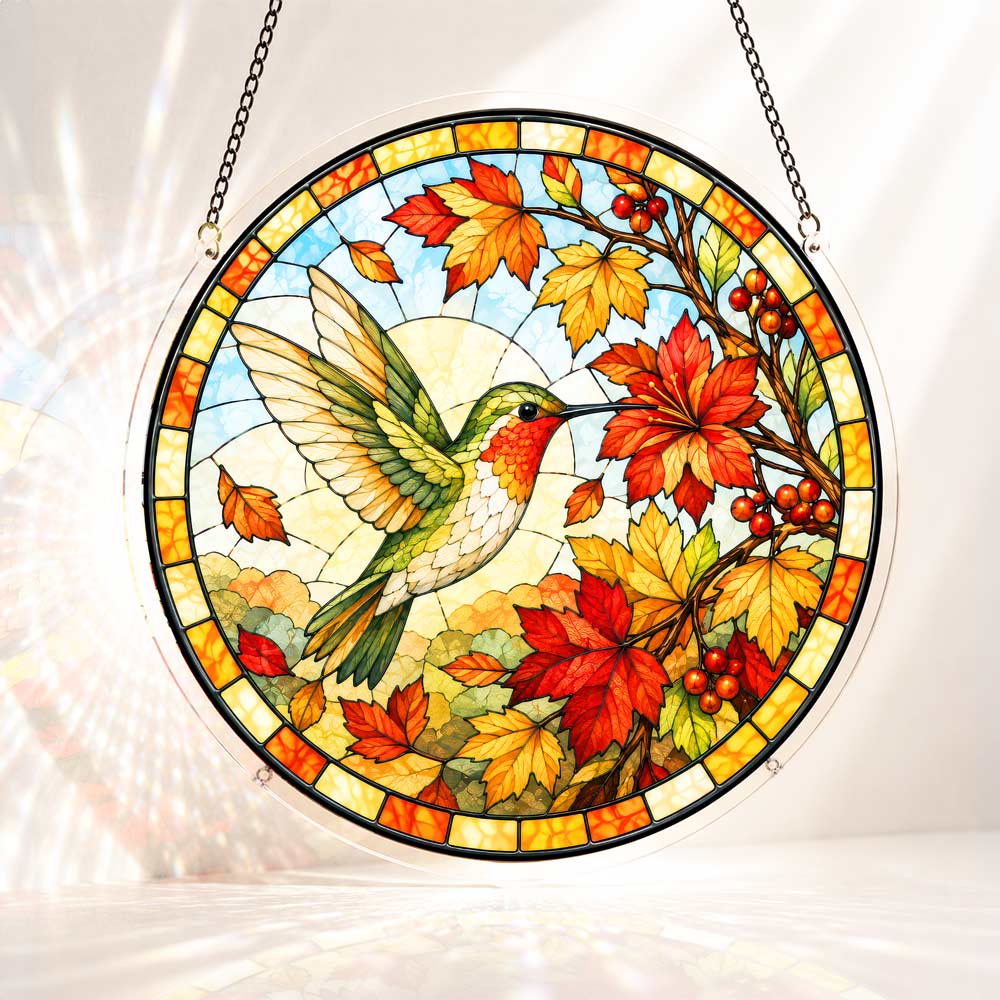 Acrylic Jigsaw Puzzle Suncatcher - Autumn Hummingbird