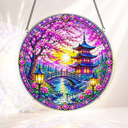 Acrylic Jigsaw Puzzle Suncatcher - Pagoda Garden