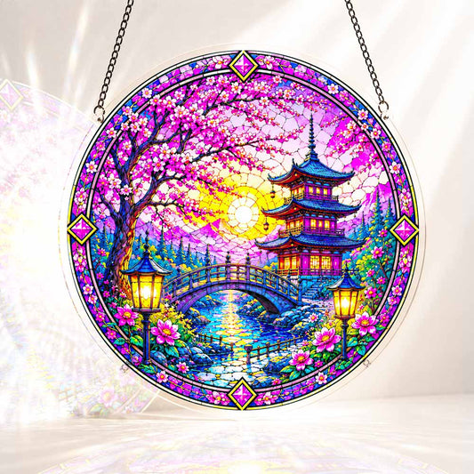 Acrylic Jigsaw Puzzle Suncatcher - Pagoda Garden
