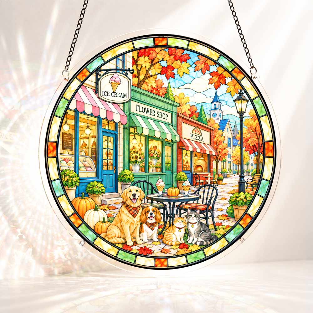 Acrylic Jigsaw Puzzle Suncatcher - Autumn Café