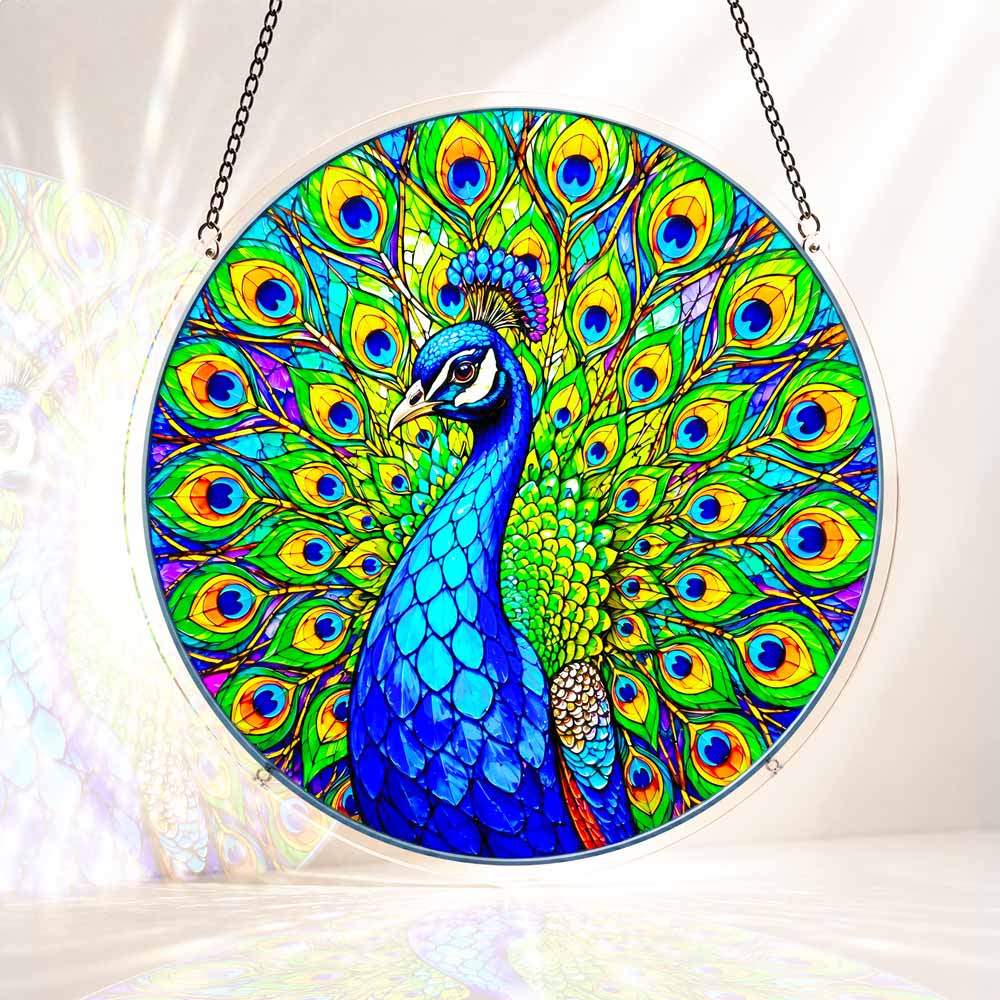 Acrylic Jigsaw Puzzle Suncatcher - Peacock Bloom