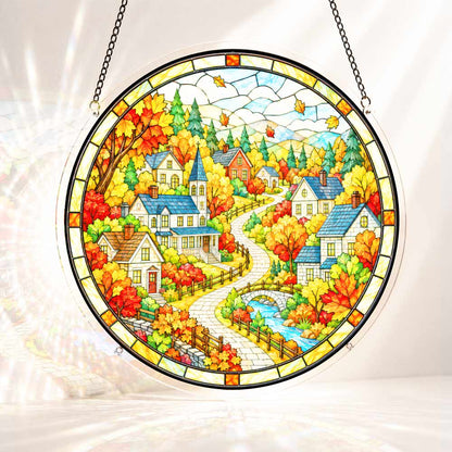 Acrylic Jigsaw Puzzle Suncatcher - Autumn Village