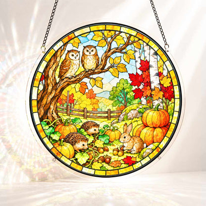 Acrylic Jigsaw Puzzle Suncatcher - Autumn Owls