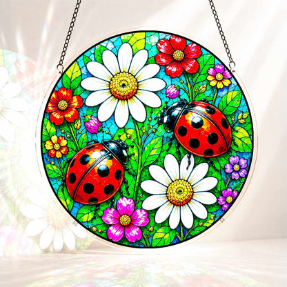 Acrylic Jigsaw Puzzle Suncatcher - Ladybug and Daisies