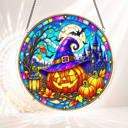 Acrylic Jigsaw Puzzle Suncatcher - Pumpkin Witch