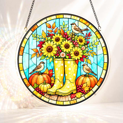 Acrylic Jigsaw Puzzle Suncatcher - Sunflower Boots