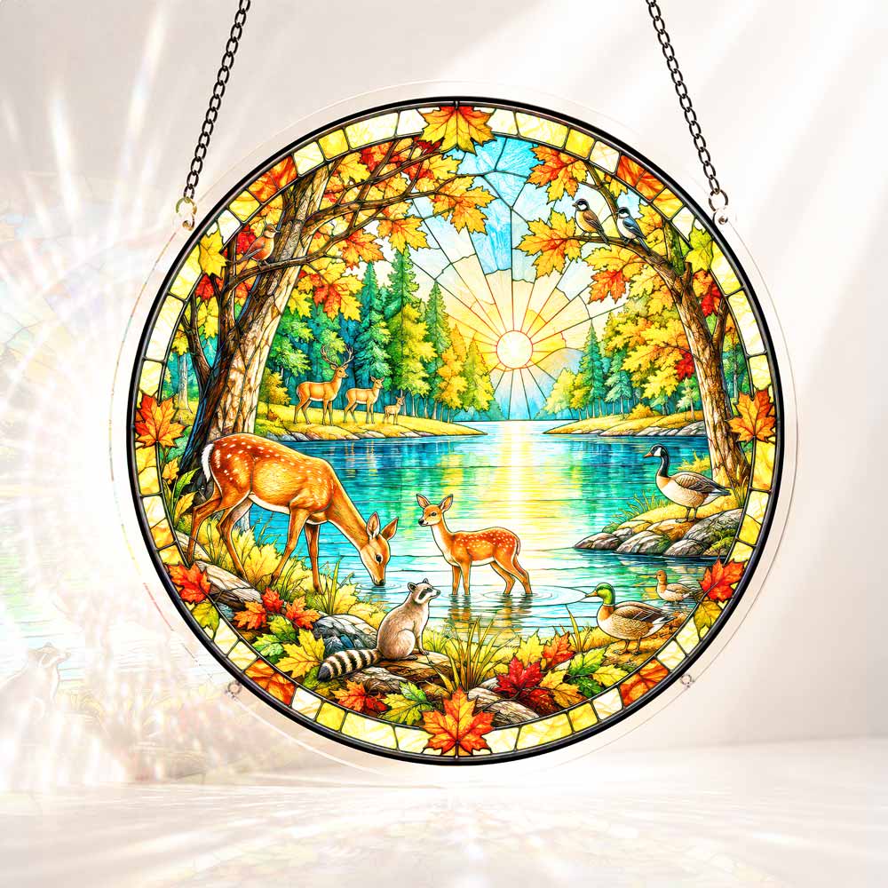 Acrylic Jigsaw Puzzle Suncatcher - Autumn Lake