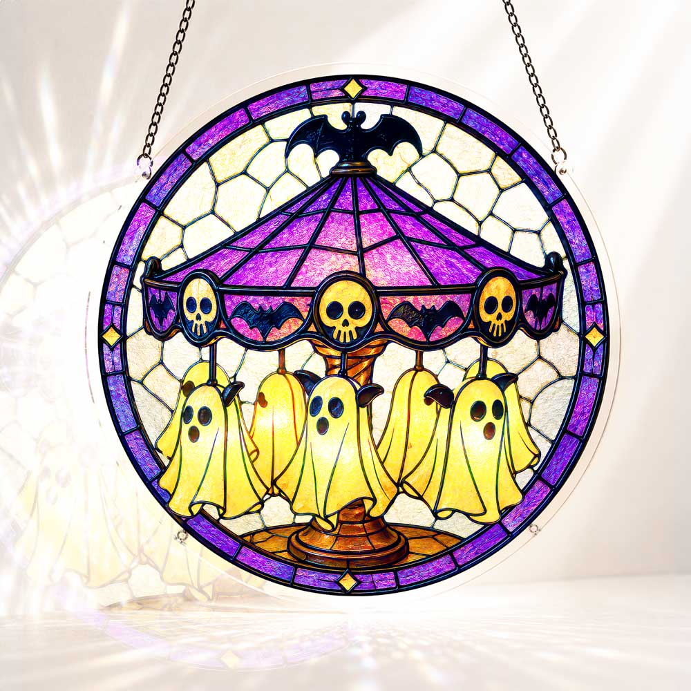 Acrylic Jigsaw Puzzle Suncatcher - Ghost Carousel