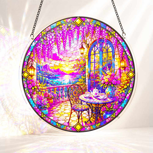 Acrylic Jigsaw Puzzle Suncatcher - Stained Glass Sunset