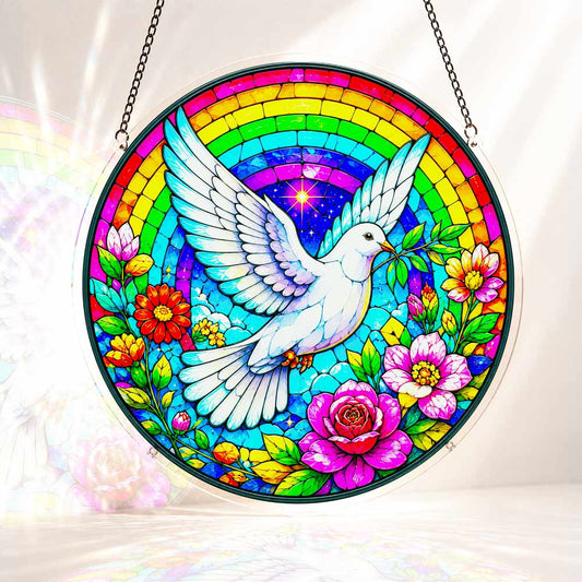 Acrylic Jigsaw Puzzle Suncatcher - Dove & Rainbow