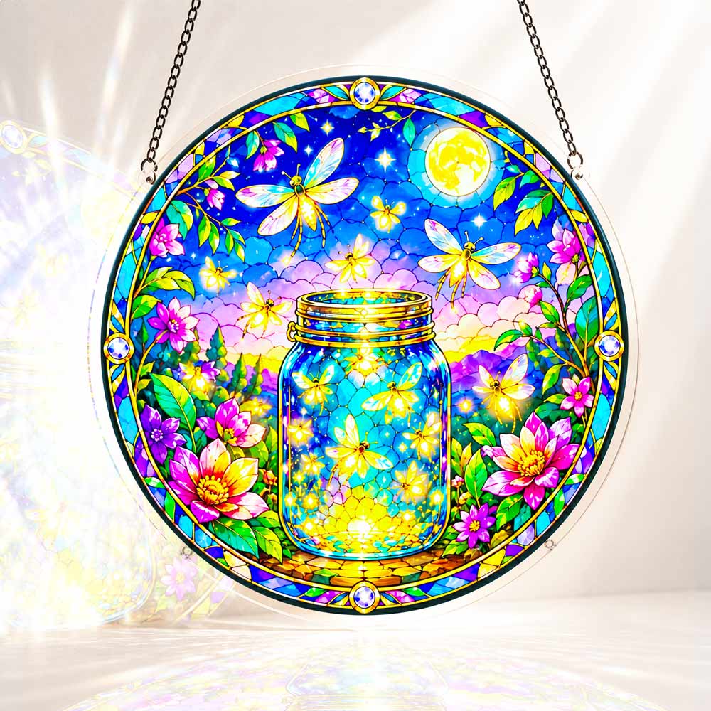 Acrylic Jigsaw Puzzle Suncatcher - Moonlit Fireflies
