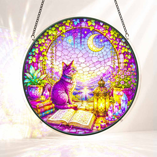 Acrylic Jigsaw Puzzle Suncatcher - Twilight Cat