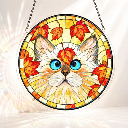Acrylic Jigsaw Puzzle Suncatcher - Autumn Kitty