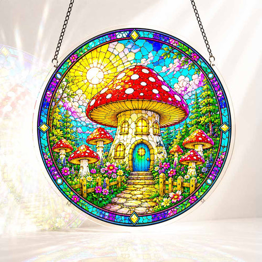 Acrylic Jigsaw Puzzle Suncatcher - Mushroom Hut