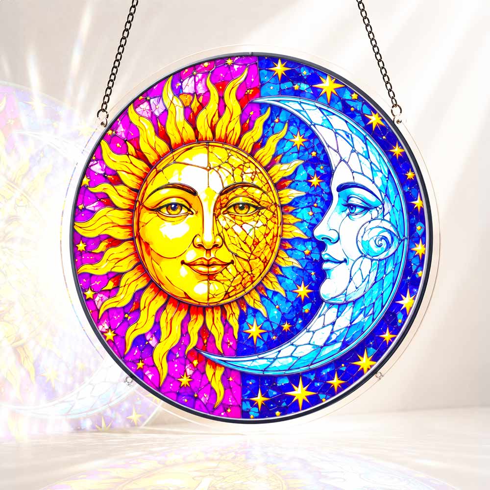 Acrylic Jigsaw Puzzle Suncatcher - Sun & Moon