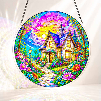 Acrylic Jigsaw Puzzle Suncatcher - Cottage Sunset