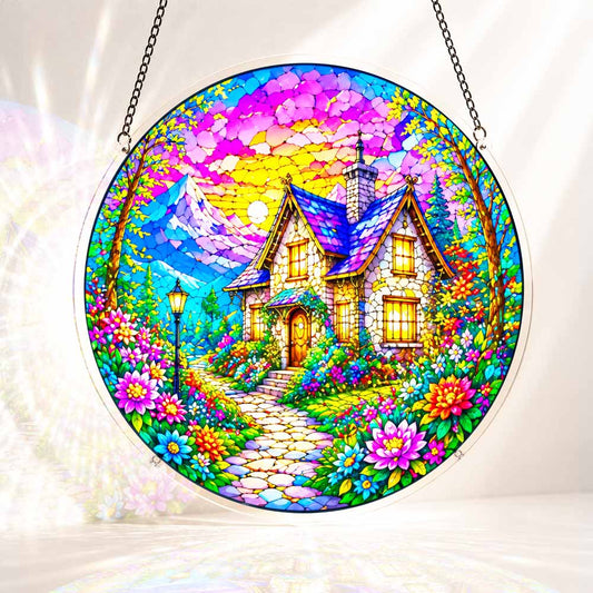 Acrylic Jigsaw Puzzle Suncatcher - Cottage Sunset