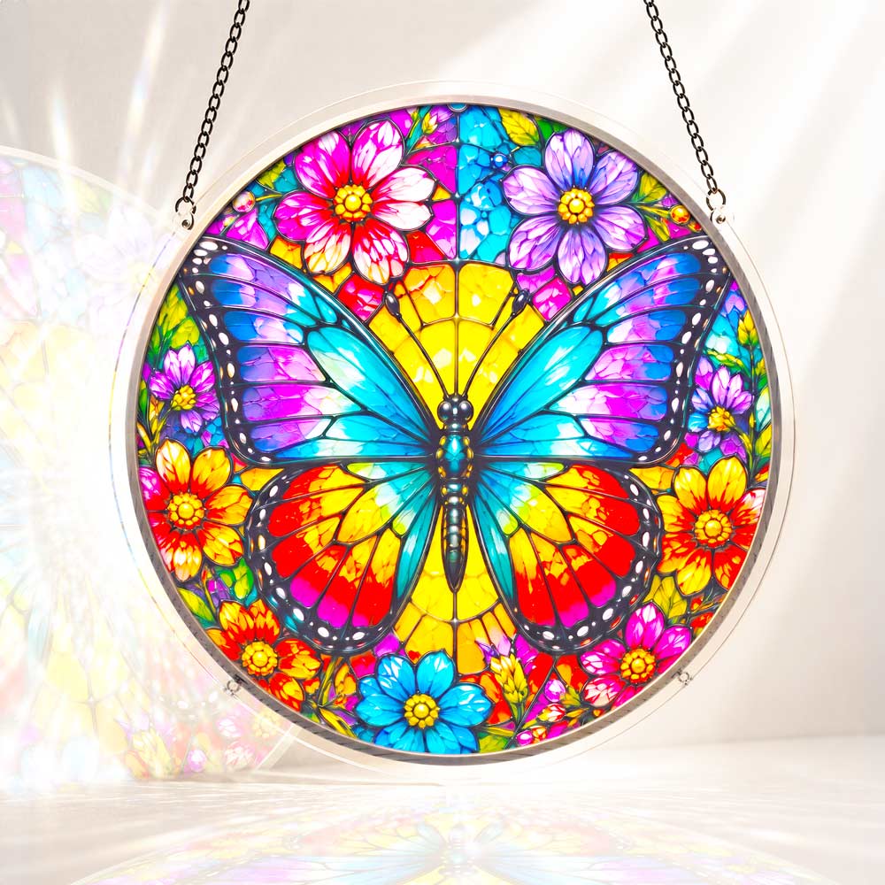 Acrylic Jigsaw Puzzle Suncatcher - Rainbow Butterfly