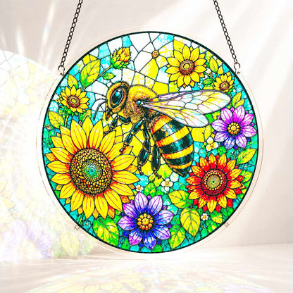 Acrylic Jigsaw Puzzle Suncatcher - Sunflower Bee