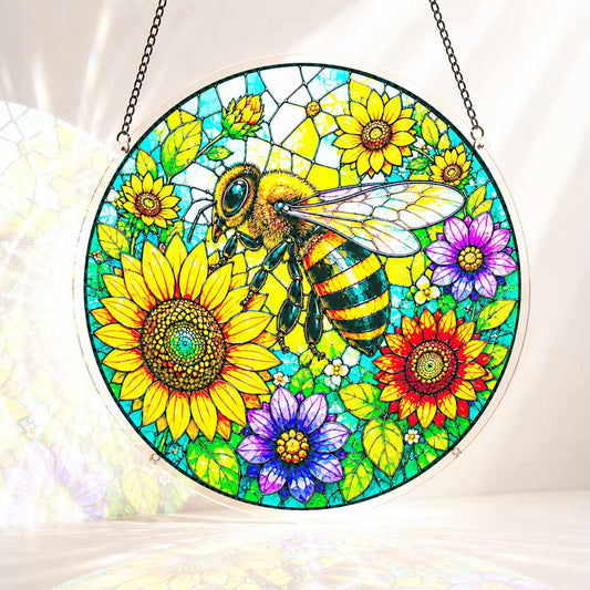Acrylic Jigsaw Puzzle Suncatcher - Sunflower Bee