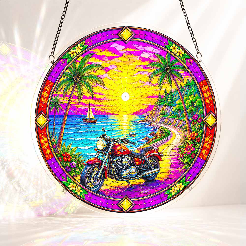 Acrylic Jigsaw Puzzle Suncatcher - Tropical Sunset Ride