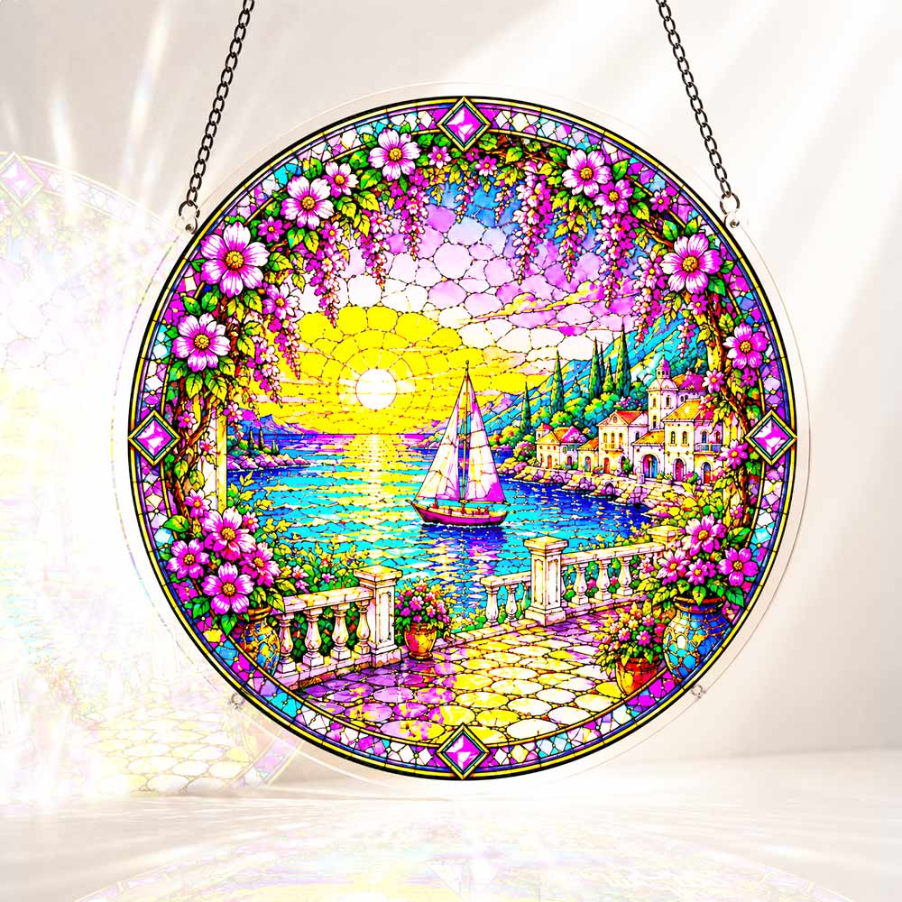 Acrylic Jigsaw Puzzle Suncatcher - Mediterranean Sunset
