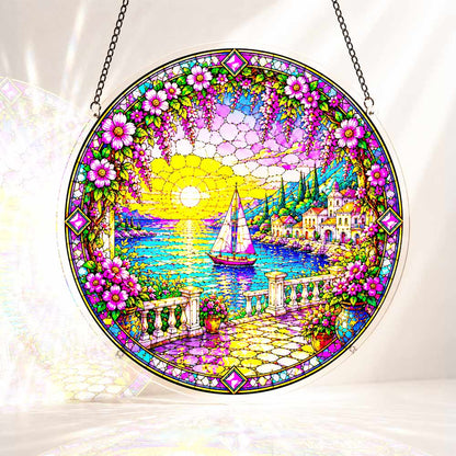 Acrylic Jigsaw Puzzle Suncatcher - Mediterranean Sunset