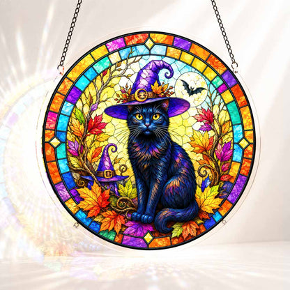 Acrylic Jigsaw Puzzle Suncatcher - Witch Cat