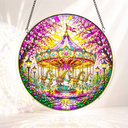 Acrylic Jigsaw Puzzle Suncatcher - Blossom Carousel