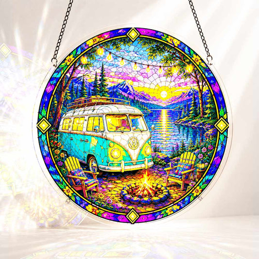 Acrylic Jigsaw Puzzle Suncatcher - Lakeside Camper