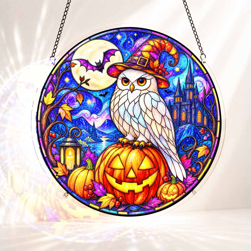 Acrylic Jigsaw Puzzle Suncatcher - Witch Owl