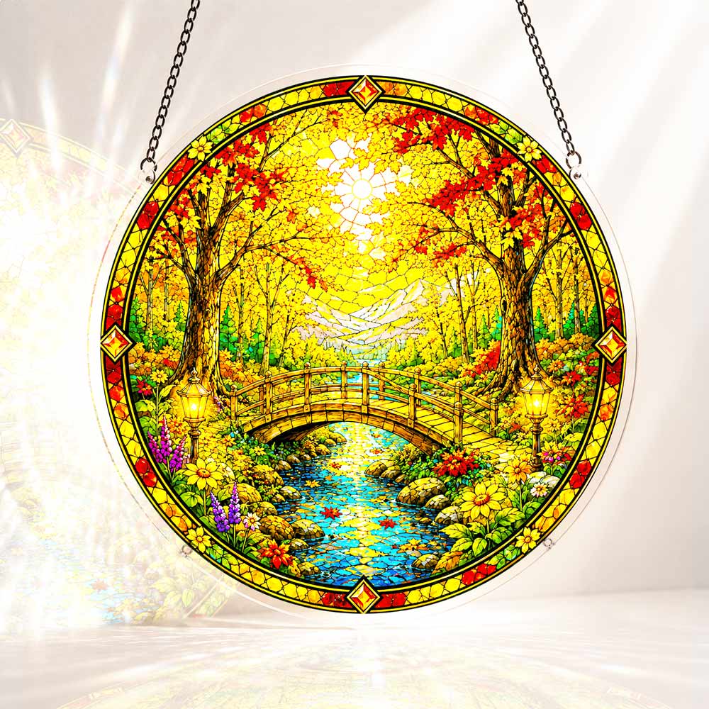 Acrylic Jigsaw Puzzle Suncatcher - Maple Sunset