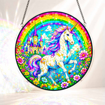 Acrylic Jigsaw Puzzle Suncatcher - Unicorn Rainbow