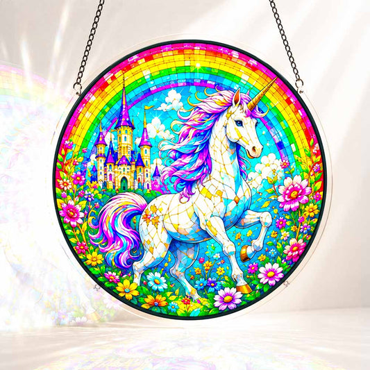 Acrylic Jigsaw Puzzle Suncatcher - Unicorn Rainbow