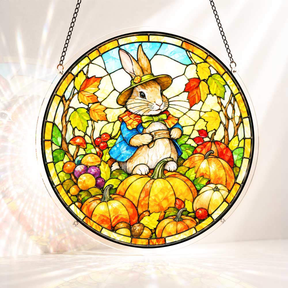 Acrylic Jigsaw Puzzle Suncatcher - Harvest Bunny
