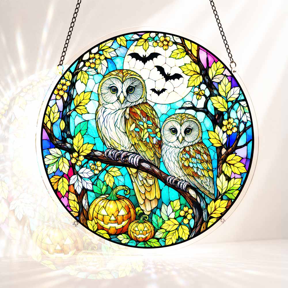 Acrylic Jigsaw Puzzle Suncatcher - Halloween Owls
