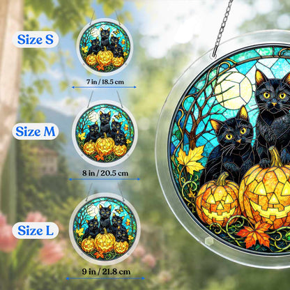Acrylic Jigsaw Puzzle Suncatcher - Pumpkin Cats