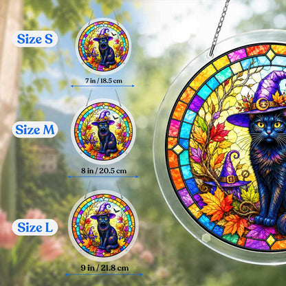 Acrylic Jigsaw Puzzle Suncatcher - Witch Cat