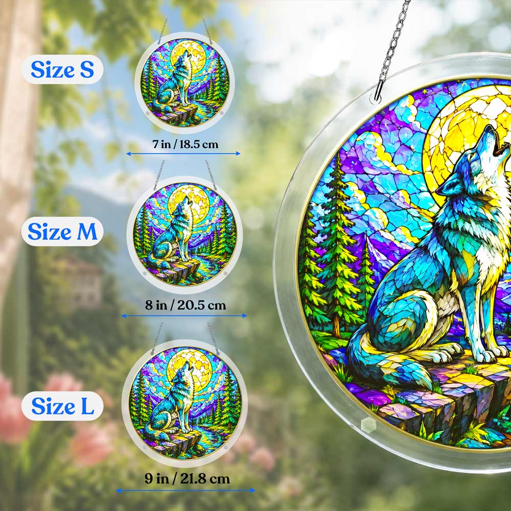 Acrylic Jigsaw Puzzle Suncatcher - Wolf & Moon